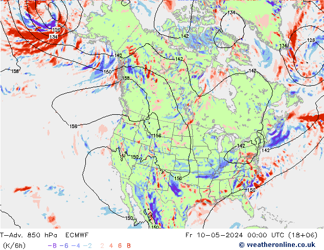 T-Adv. 850 hPa ECMWF Fr 10.05.2024 00 UTC