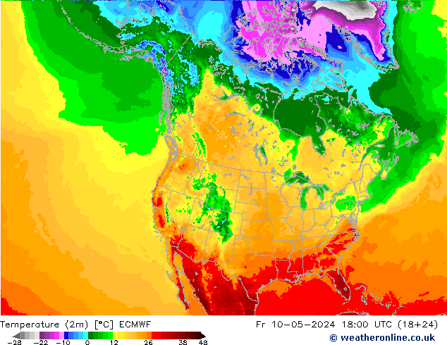température (2m) ECMWF ven 10.05.2024 18 UTC