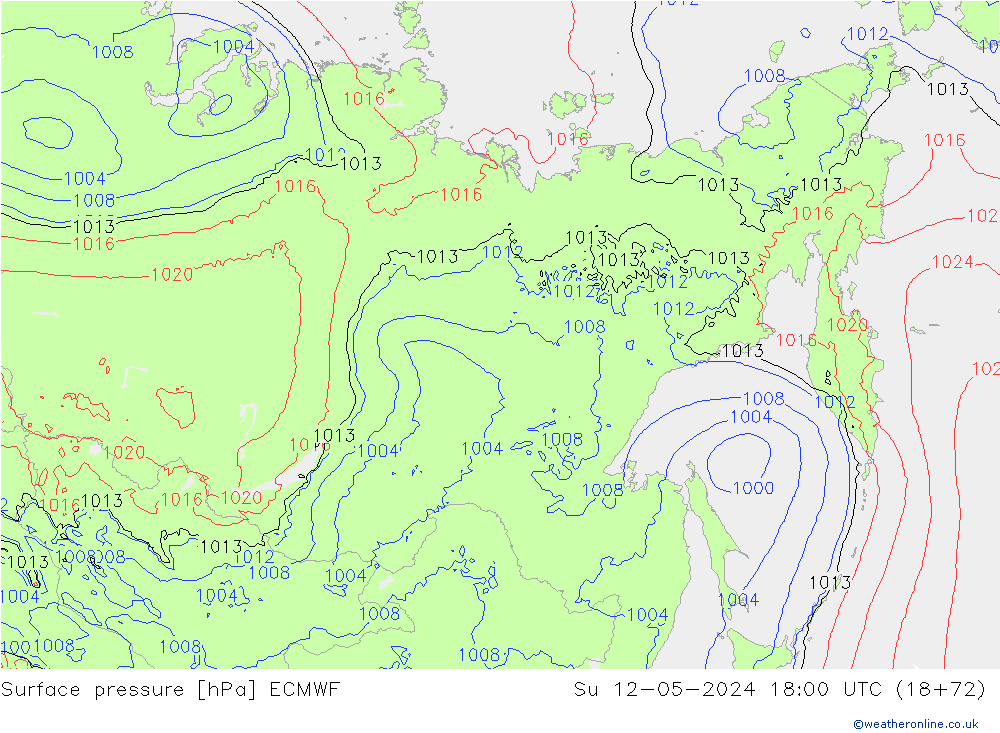 приземное давление ECMWF Вс 12.05.2024 18 UTC