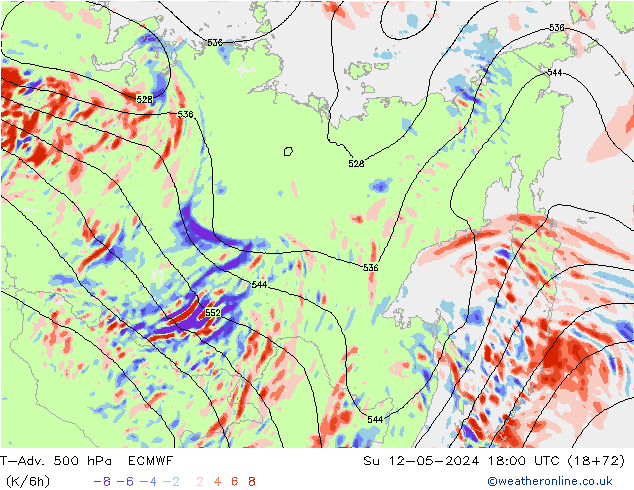 T-Adv. 500 hPa ECMWF nie. 12.05.2024 18 UTC