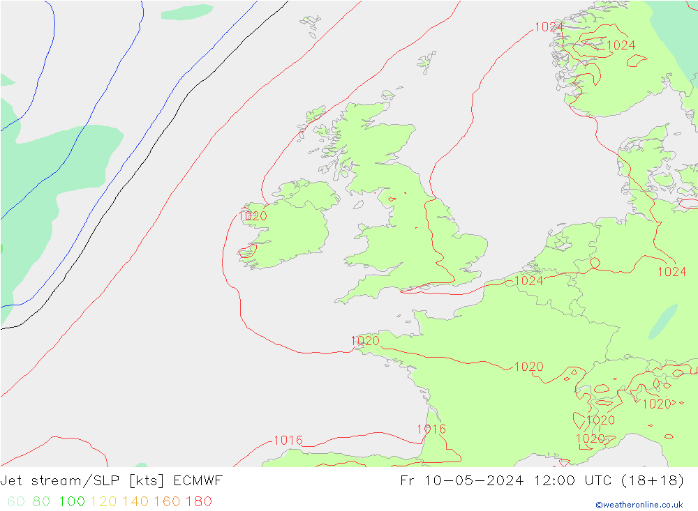Jet stream ECMWF Sex 10.05.2024 12 UTC