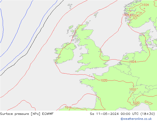 Pressione al suolo ECMWF sab 11.05.2024 00 UTC