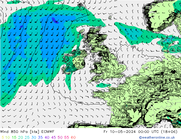 Wind 850 hPa ECMWF vr 10.05.2024 00 UTC