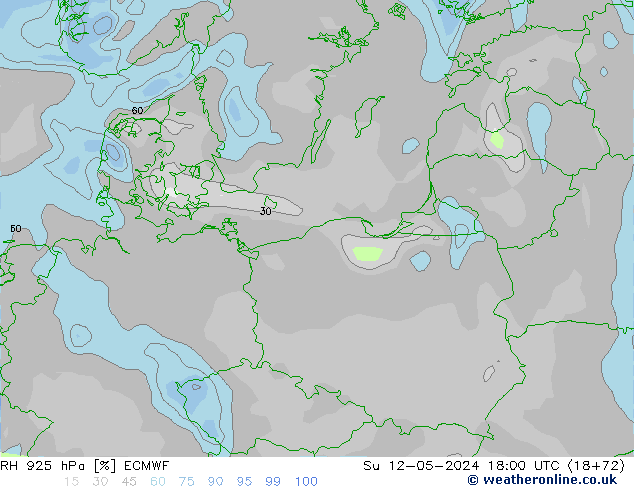 RH 925 hPa ECMWF Su 12.05.2024 18 UTC