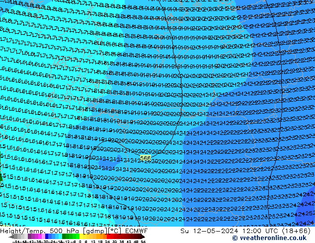 Z500/Rain (+SLP)/Z850 ECMWF dim 12.05.2024 12 UTC