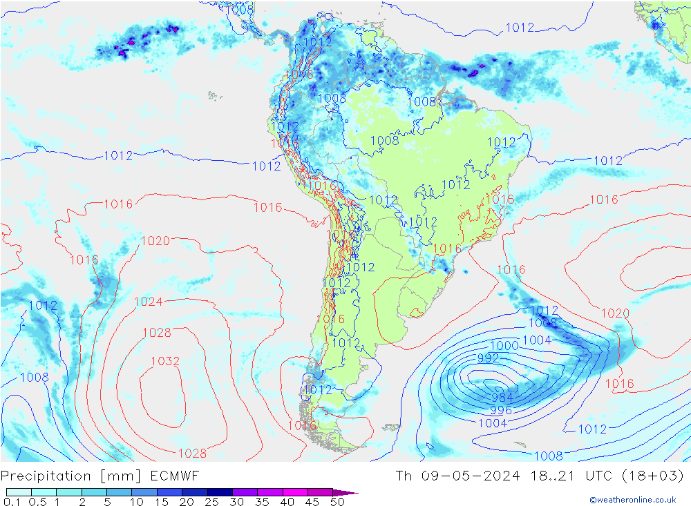 Precipitation ECMWF Th 09.05.2024 21 UTC