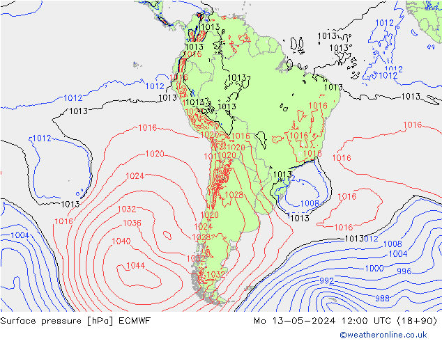 Luchtdruk (Grond) ECMWF ma 13.05.2024 12 UTC