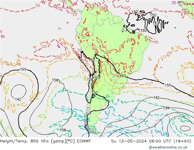 Z500/Rain (+SLP)/Z850 ECMWF Su 12.05.2024 06 UTC