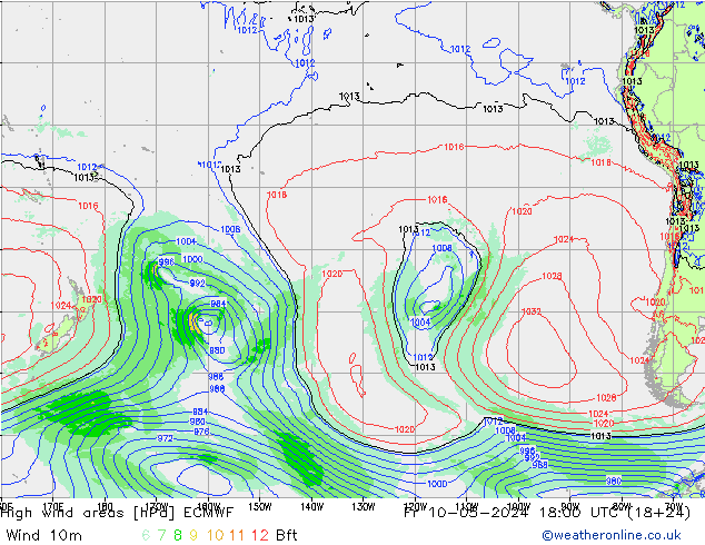 yüksek rüzgarlı alanlar ECMWF Cu 10.05.2024 18 UTC
