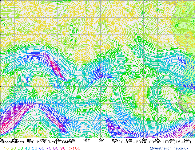 ветер 500 гПа ECMWF пт 10.05.2024 00 UTC