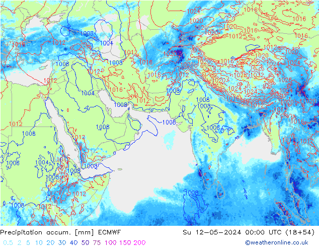 Precipitation accum. ECMWF Dom 12.05.2024 00 UTC