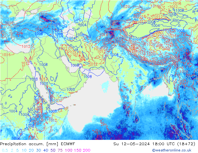 Precipitation accum. ECMWF Su 12.05.2024 18 UTC