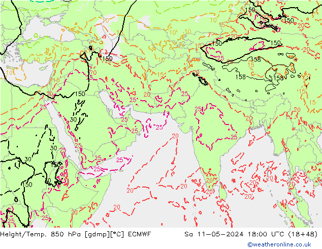 Z500/Regen(+SLP)/Z850 ECMWF za 11.05.2024 18 UTC