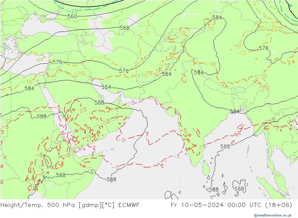Yükseklik/Sıc. 500 hPa ECMWF Cu 10.05.2024 00 UTC