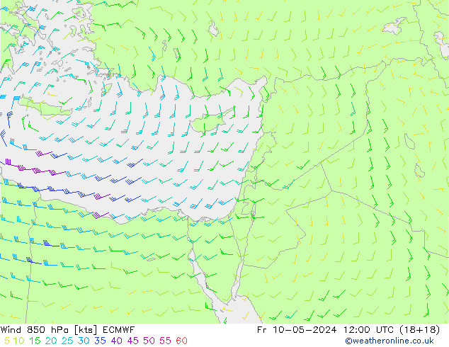 ветер 850 гПа ECMWF пт 10.05.2024 12 UTC