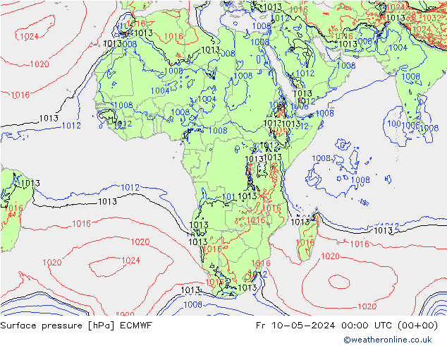 Surface pressure ECMWF Fr 10.05.2024 00 UTC