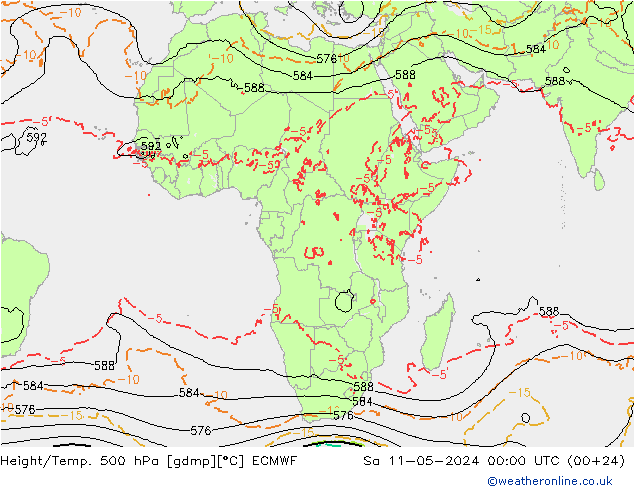 Z500/Rain (+SLP)/Z850 ECMWF  11.05.2024 00 UTC