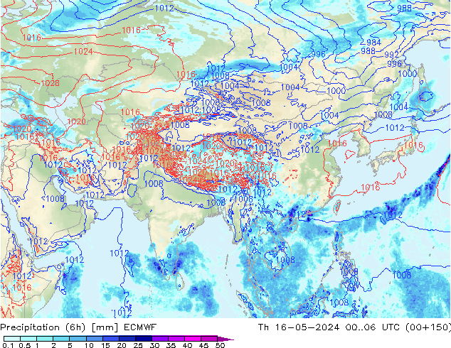 Z500/Rain (+SLP)/Z850 ECMWF Th 16.05.2024 06 UTC