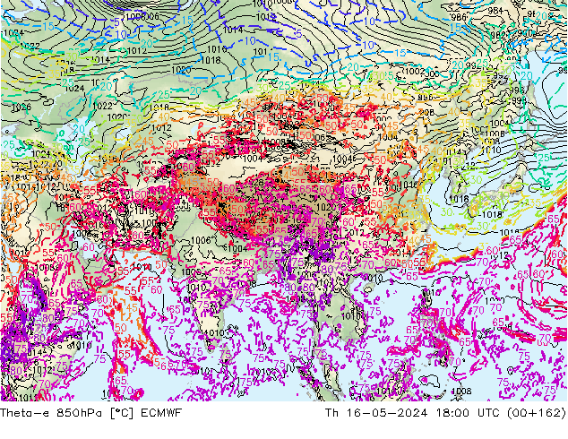 Theta-e 850hPa ECMWF  16.05.2024 18 UTC