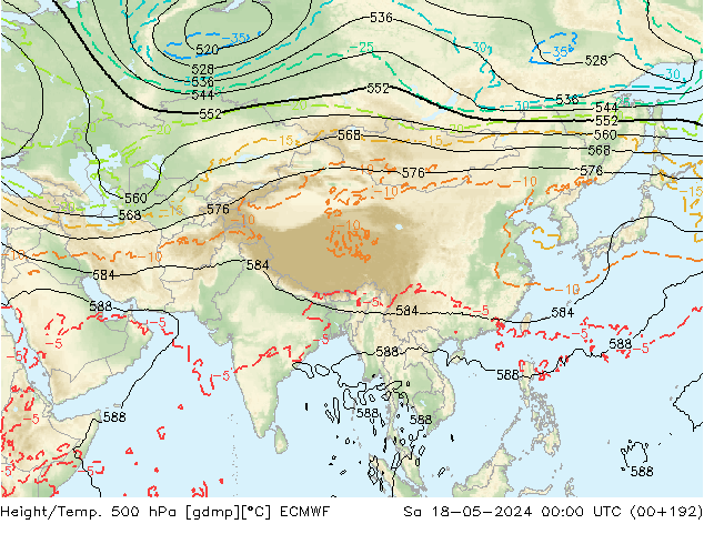 Z500/Rain (+SLP)/Z850 ECMWF Sa 18.05.2024 00 UTC