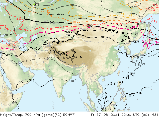 Height/Temp. 700 hPa ECMWF  17.05.2024 00 UTC