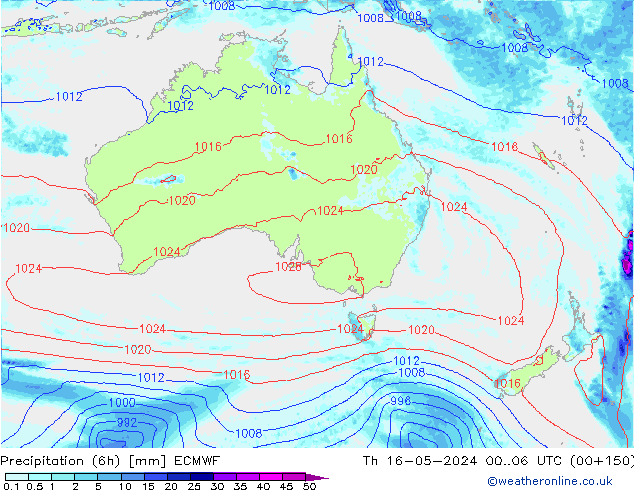 Z500/Rain (+SLP)/Z850 ECMWF Čt 16.05.2024 06 UTC