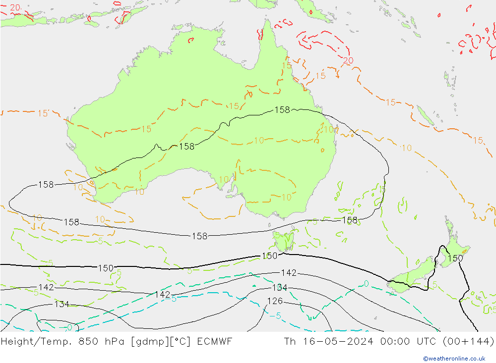 Height/Temp. 850 hPa ECMWF Qui 16.05.2024 00 UTC