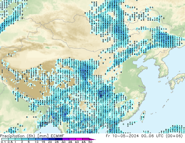 降水量 (6h) ECMWF 星期五 10.05.2024 06 UTC