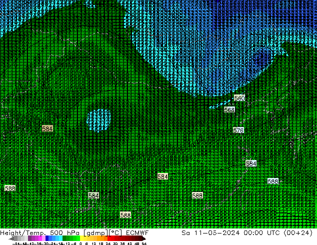 Z500/Rain (+SLP)/Z850 ECMWF 星期六 11.05.2024 00 UTC