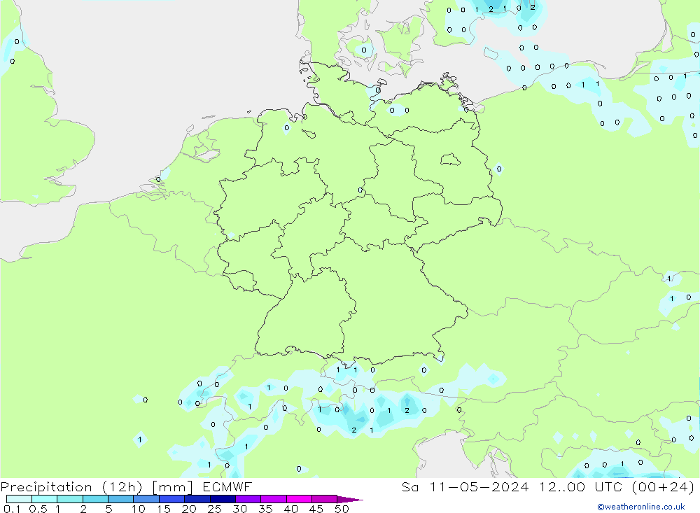 Precipitação (12h) ECMWF Sáb 11.05.2024 00 UTC