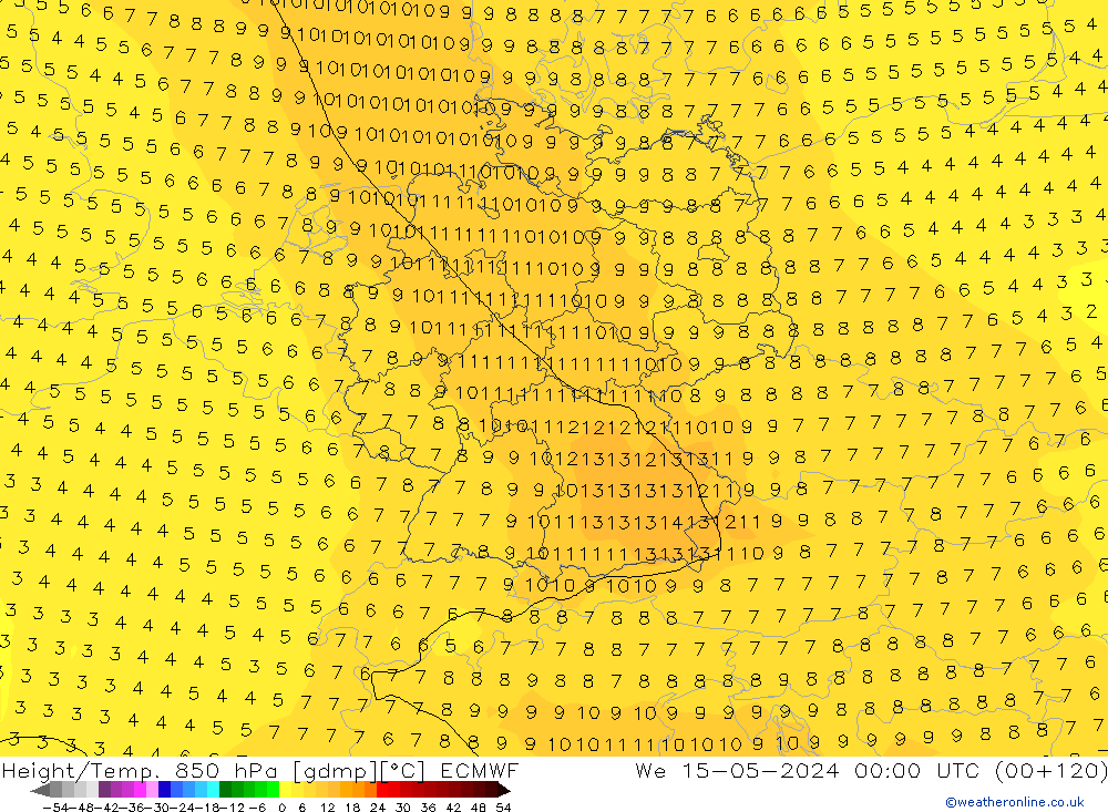 Z500/Rain (+SLP)/Z850 ECMWF We 15.05.2024 00 UTC