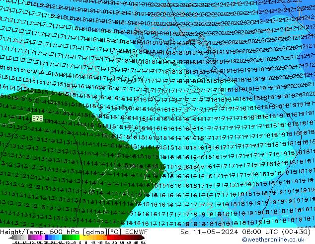 Z500/Rain (+SLP)/Z850 ECMWF Sa 11.05.2024 06 UTC