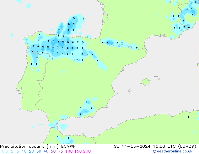 Toplam Yağış ECMWF Cts 11.05.2024 15 UTC
