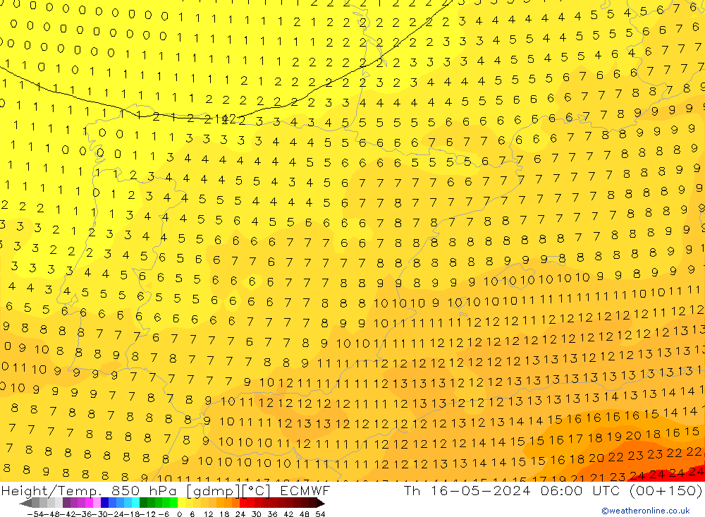 Z500/Rain (+SLP)/Z850 ECMWF Čt 16.05.2024 06 UTC