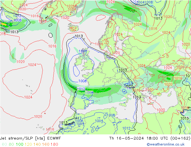 Jet stream/SLP ECMWF Th 16.05.2024 18 UTC