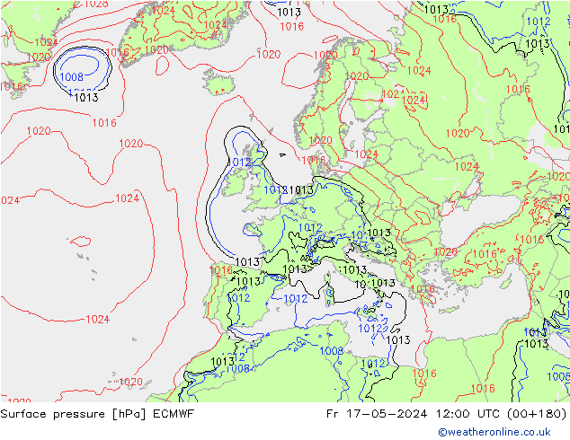 Bodendruck ECMWF Fr 17.05.2024 12 UTC