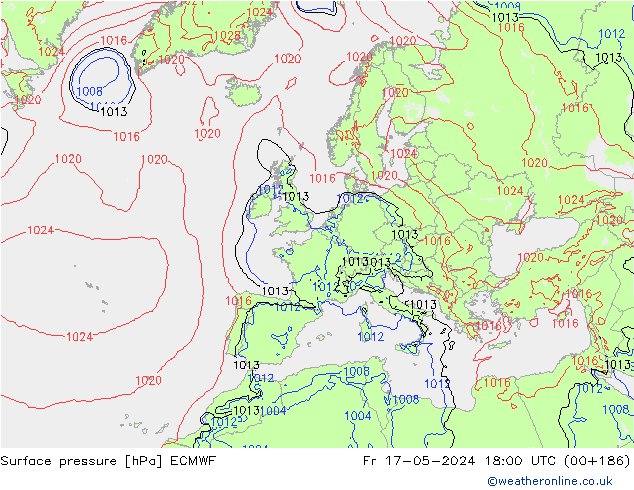 Yer basıncı ECMWF Cu 17.05.2024 18 UTC