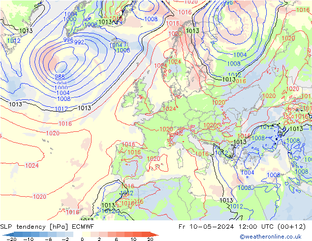 SLP tendency ECMWF Sex 10.05.2024 12 UTC