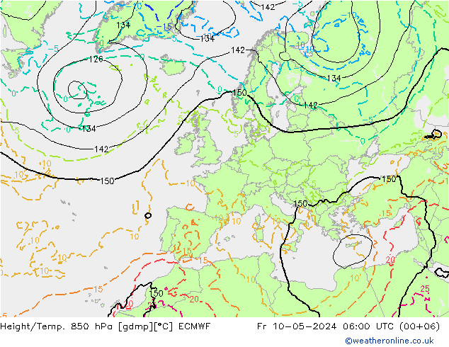 Géop./Temp. 850 hPa ECMWF ven 10.05.2024 06 UTC
