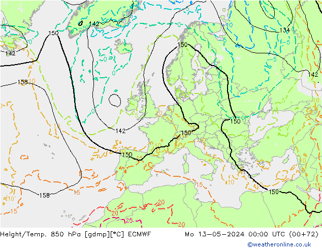 Z500/Rain (+SLP)/Z850 ECMWF Po 13.05.2024 00 UTC
