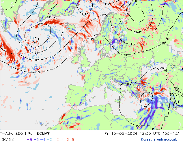 T-Adv. 850 hPa ECMWF Fr 10.05.2024 12 UTC