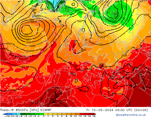 Theta-W 850hPa ECMWF Fr 10.05.2024 06 UTC