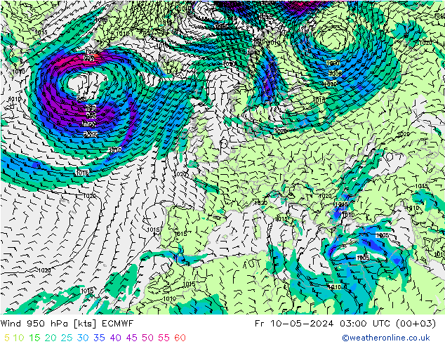 Wind 950 hPa ECMWF Fr 10.05.2024 03 UTC