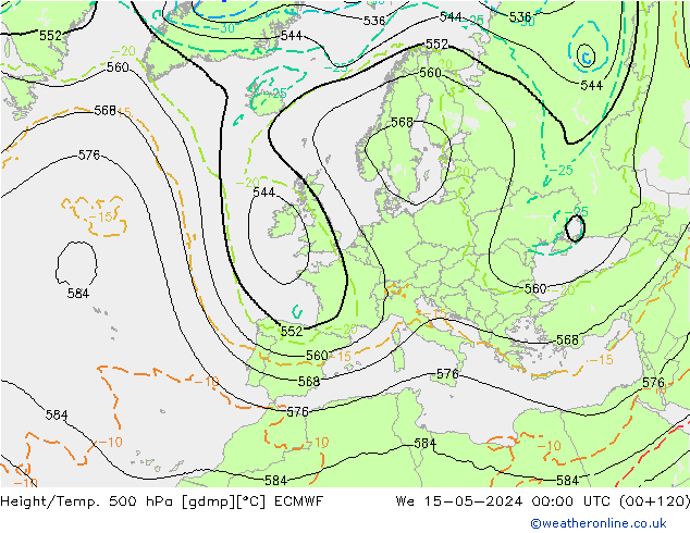 Z500/Rain (+SLP)/Z850 ECMWF We 15.05.2024 00 UTC