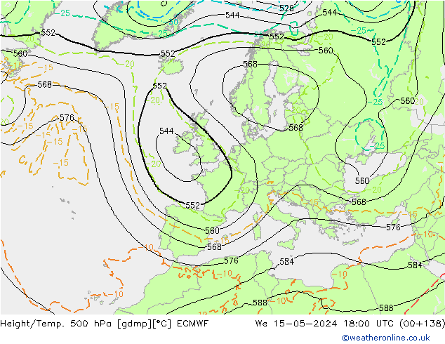 Z500/Rain (+SLP)/Z850 ECMWF Qua 15.05.2024 18 UTC