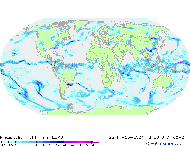 Z500/Rain (+SLP)/Z850 ECMWF sab 11.05.2024 00 UTC