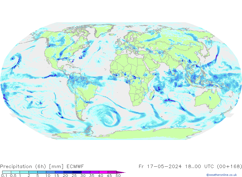 Yağış (6h) ECMWF Cu 17.05.2024 00 UTC