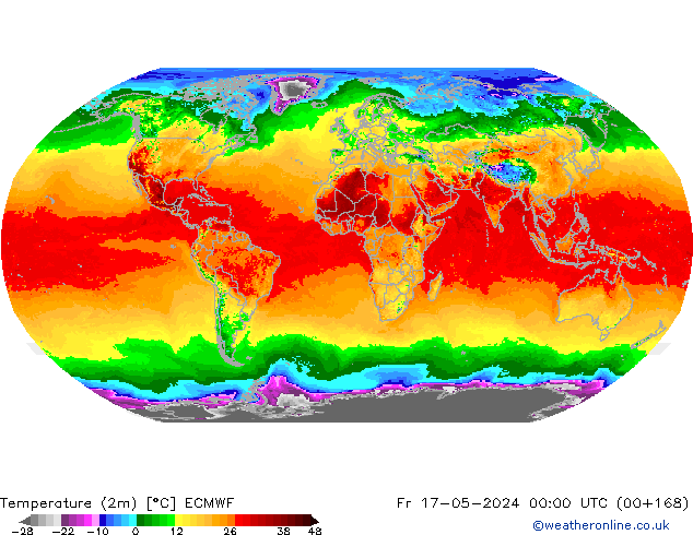 Sıcaklık Haritası (2m) ECMWF Cu 17.05.2024 00 UTC