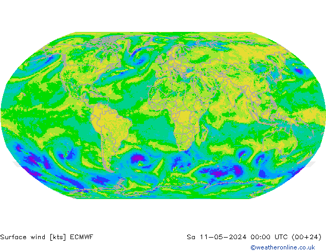 Prec 6h/Wind 10m/950 ECMWF Sa 11.05.2024 00 UTC