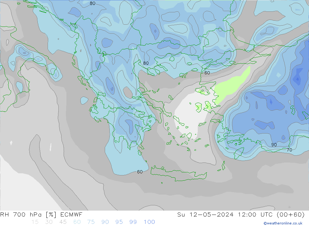 RH 700 hPa ECMWF Su 12.05.2024 12 UTC